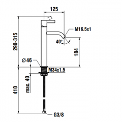 Laufen Kartell Смеситель для раковины высокий, на 1 отв., без донного клапана, излив 125мм, цвет: хром