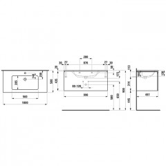 Laufen PRO S комплект: шкафчик с раковиной, 1000х500х460 мм, с раковиной Slim 1000 мм, 1 внутренний ящик, вкл.органайзер для ящика, белый матовый