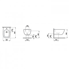 Laufen Palomba Биде подвесное 540х360х265мм с 1 отв. под смеситель, цвет: белый