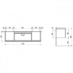 LAUFEN Living Square Тумба под раковину 816438, 1791 x 425 x 476 мм, 1 выдвижной ящик, 2 дверцы, мультиколор (продаем с раков 8.1643.8.000.104.1)