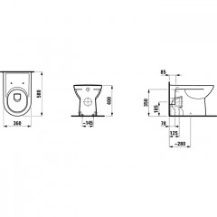 LAUFEN Pro Унитаз напольный 580x360x400 мм, выпуск горизонтальный/вертикальный, белый