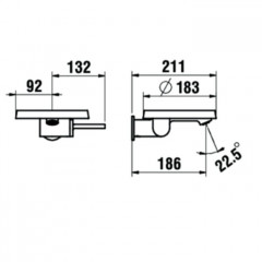 Laufen Kartell Смеситель для раковины настенный, на 1 отв, излив 186мм, цвет: хром