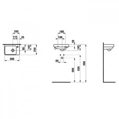 LAUFEN Pro S Раковина мини 36x25 см асимметричная 1 отв. для смесителя справа, цвет белый