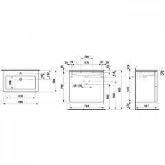 Laufen Kartell комплект:тумба с керамической раковиной цвет белый 80х50х72.5cм, с 2 выдвиж. ящик с 1 отв. под смесит, цвет: бел матов (НЕ производ!!)