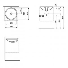 LAUFEN Pro BPRO B аковина, встраиваемая снизу, 420x420x120 мм, без отверстия для смесителя, не обработанная поверхность, цвет белый