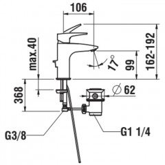 Laufen Laurin смеситель для раковины однорычажный, фиксированный излив 106 мм, Eco+, с донным клапаном, цвет хром