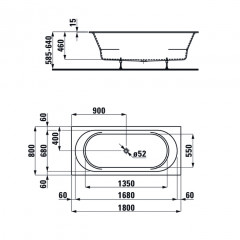 Laufen Pro Ванна Drop-in прямоугольная 180x80см с комплектом ножек (без слива-перелива), материал marbond, цвет белый
