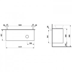 Laufen New Classic База под раковину подвесная, раковина справа , 1180х450х600 мм, 2 ящика, цвет серый (для раковины 812852,812853)
