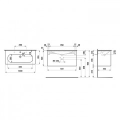 Laufen Lua КОМПЛЕКТ: база под раковину, 1000х455хh527 мм, с раковиной 1000 мм с 1 отв для смесит., 2 ящика, вкл.органайзер для ящиков, белый матовый