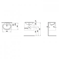 LAUFEN PRO B Раковина встраиваемая 560х440 мм., с 1 отверстием для смесителя, цвет белый