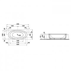 Laufen Alessi One Ванна 2030x1020x460мм, полувстраиваемая, без гидромасс., без слив-перелива, с каркасом, панелью, материал: акрил, цвет: белый