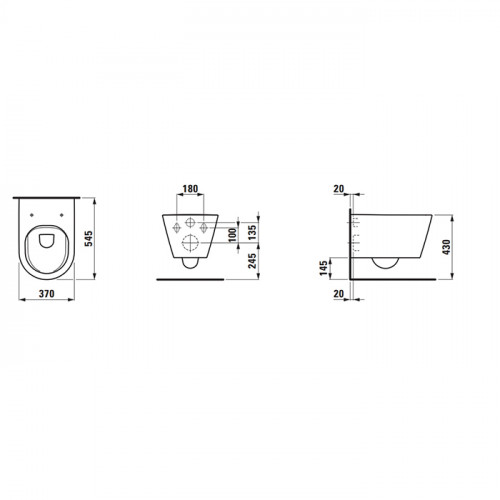 LAUFEN KARTELL Унитаз подвесной 545х370х430 мм., безободковый смыв Rimless, цвет черный глянцевый (ВРЕМЕННО не поставляем!)