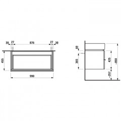LAUFEN CASE FOR LIVING CITY шкафчик под раковину, 990x455x455 мм, 2 ящика, подходит для раковин 818437, 818431, 818432, белый матовый(продаем с раков)
