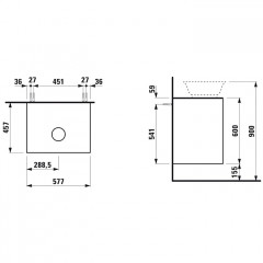 Laufen New Classic База под раковину подвесная, 580х450х600 мм, 2 ящика, цвет серый (для раковины 812852, 812853)
