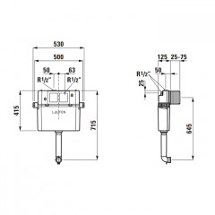 Laufen Installation System LIS бачок скрытый 530x200x720 мм для подвесного унитаза и напольн унитаза, двойной смыв 6/3 л (Временно не поставляем!)