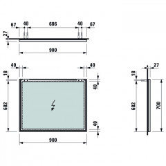 Laufen Frame 25 зеркало 900x25x700 мм, с алюминиевой рамой, цвет черный матовый