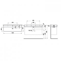 Laufen VAL Раковина 1200х420х115мм без отв. под смеситель, цвет: белый