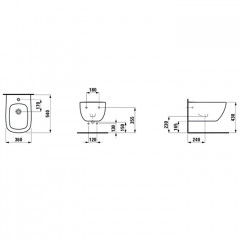 Laufen Palomba Биде подвесное 540х360х265мм, с 1 отв. под смеситель, с покр. LLC, цвет: белый