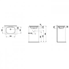 Laufen INO Раковина 500х365х40мм без отв. под смеситель, встраив. сверху, с покр. LLC, цвет: белый