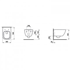Laufen Palomba Унитаз подвесной 540х360х265 мм., безободковый смыв Rimless, цвет белый