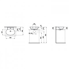 Laufen New Classic Раковина-мини накладная 500х450х135 мм, без отв под смеситель,с переливом, цвет белый матовый