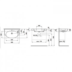 Laufen New Classic Раковина накладная овальная 800х480х75 мм, с 3 отв под смеситель,с переливом, цвет белый LCC, с покрытием LAUFEN Clean Coat