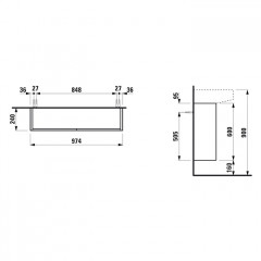 LAUFEN SONAR Раковина 1000x420x145 мм., 2 отв для смесителя, с переливом, цвет белый (ВРЕМЕННО не поставляем!)
