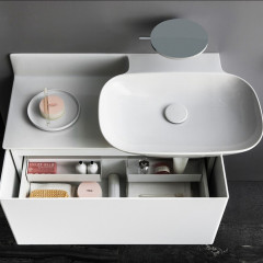 Laufen INO Раковина накладная, 900х450х120мм с 1 отв. под смеситель, полка слева, цвет: белый матовый (продаем с базами 4.0300.2.110.26/4.2540.1.030.