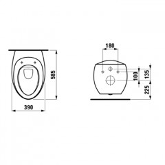 Laufen Alessi One Унитаз подвесной 585х390х355мм, безободковый, с покр. LLC, цвет: белый