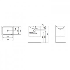 LAUFEN Pro Раковина встраиваемая снизу 59,5х43х17 см, без отв под смеситель,необраб. край, цвет белый с покрытием LCC