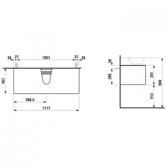 Laufen New Classic База под раковину подвесная , 1180х450х350 мм, 1 ящик, цвет серый (для раковины 816852)