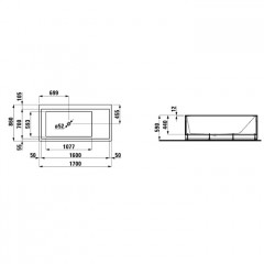 Laufen Kartell Ванна 1700x860x440мм, SX, с панелями, с слив-переливом с подсветкой, материал: композит, цвет: белый