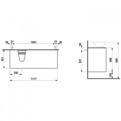 Laufen New Classic База под раковину подвесная, раковина слева , 1180х450х600 мм, 2 ящика, цвет белый глянцевый (для раковины 816852)
