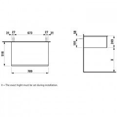 LAUFEN Space База под раковину, 790х520х250 мм, 1 ящик, белый матовый (НЕ производитя!)