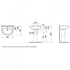 Laufen Pro Раковина 60х48х16,5 см,подвесная с 1 отв. под смеситель по центу, c переливом, цвет: белый