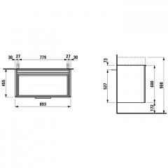 Laufen Kartell Раковина 900х460х120мм без перелива, с 3 отв. под смеситель, со скр сливом, полка слева, с покр. LLC, цвет: белый