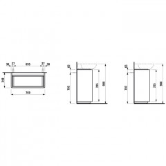LAUFEN INO Тумба под раковину, 770x350x780 мм, 2 ящика, ручки из анодированного алюминия, подходит для раковин 813301, 813302, светлый вяз