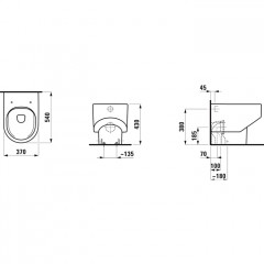 Laufen SONAR унитаз напольный 530x370x430 мм, безободковый смыв Rimless, выпускгоризонтальный/вертикальный, белый матовый