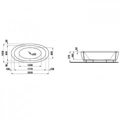 Laufen Alessi One Ванна 2030x1020x460мм, свободностоящая, гидромассаж, подсветка, с каркасом и панелью, материал: акрил, цвет: белый