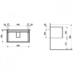Laufen Pro S Раковина 850х460х95 мм., с 1 отв для смесителя, c переливом, цвет белый (СО СКЛАДА последние 2шт продаем с базой 4.0239.2.110.26)
