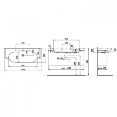 Laufen New Classic Раковина накладная овальная 1200х480х75 мм, с 3 отв под смеситель,с переливом, цвет белый матовый