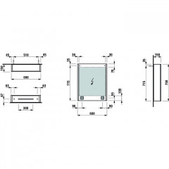 Laufen Frame 25 шкаф зеркальный 600x150x750 мм, алюминий, 1 дверца с зеркалом с 2х сторон, петли справа, сенс. выкл., 2 розетки, 2 верт-х эл-та LED-по