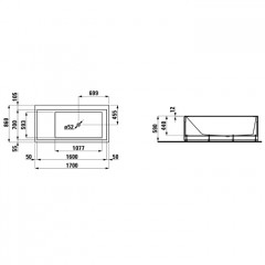 Laufen Kartell Ванна 1700x860x440мм, пристенная, DX, с панелями, с слив-переливом с подсветкой, материал: композит, цвет: белый