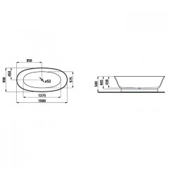 Laufen New Classic Ванна 1900x900x580мм, свободностоящая, овальная, материал: Sentec, цвет: белый матовый