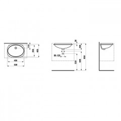 LAUFEN BIROVA Раковина 490х355х200 мм., для установки под столешницу (без крепежа 8.9904.0), цвет белый