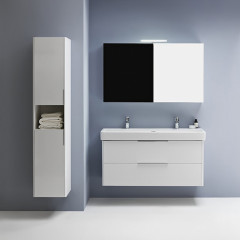 Laufen BASE высокий шкаф 350x335x1650 мм, 2 дверцы, петли справа, 1 открытая полка, 4 стекл. полки, белый глянцевый