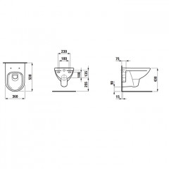 LAUFEN PRO Унитаз подвесной 530x360x345 мм., безободковый, цвет белый
