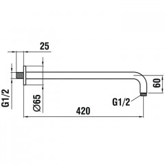 Laufen кронштейн настенный 420 мм для душевой лейки с круглой розеткой, цвет хром