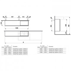 Laufen Kartell Тумба под раковину справа, 1200х270х610мм, с 1 дверцей и 2 створками, цвет: серая галька