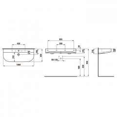 LAUFEN SONAR Раковина 1000x420x145 мм., с 1 отверстием для смесителя, с переливом, цвет белый